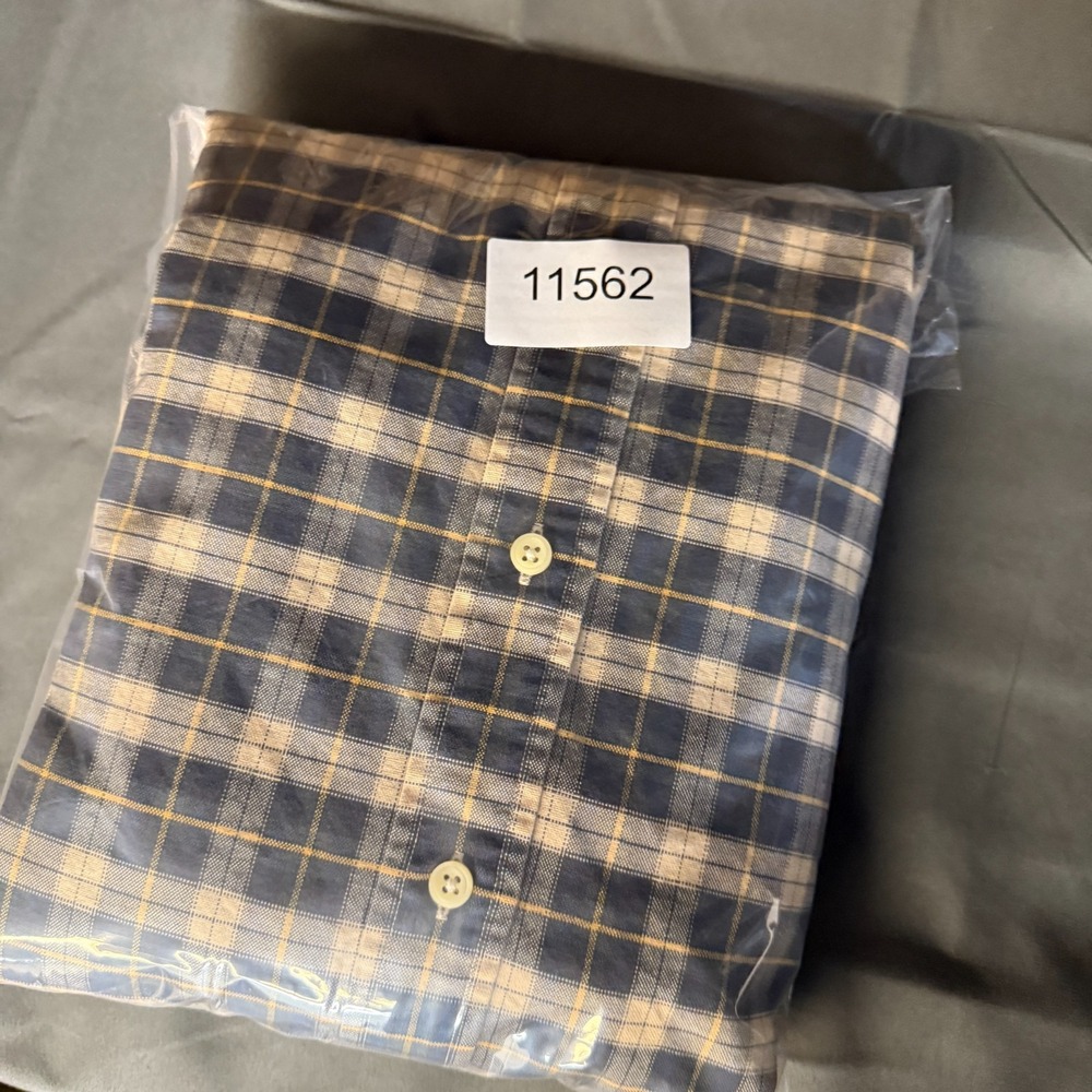 Polo Ralph Lauren Shirt Mens Large Blue Cream Tartan Plaid Oxford Button Down - Picture 9 of 9